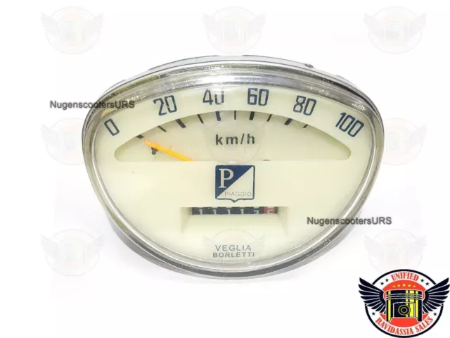 Vespa Speedometer Speedo 100 Km/h 125 ET3, GTR, 150 Sprint, Rally, Primavera