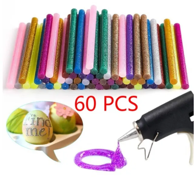 60 pz/confezione bastoncini per colla a caldo glitter multicolore non tossici H7