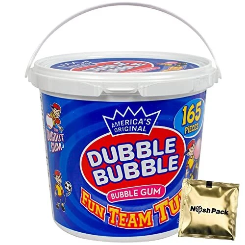 Dubble Bubble Gum Bulk Tub, Individually Wrapped Bulk Bucket of Gumballs,