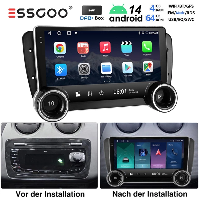 Autoradio Android 15 Pour Seat Ibiza 6J (2009-2013) - Écran 9 Pouces, 2Go+64Go, CarPlay/Android Auto Sans Fil, GPS, WiFi, Caméra Recul