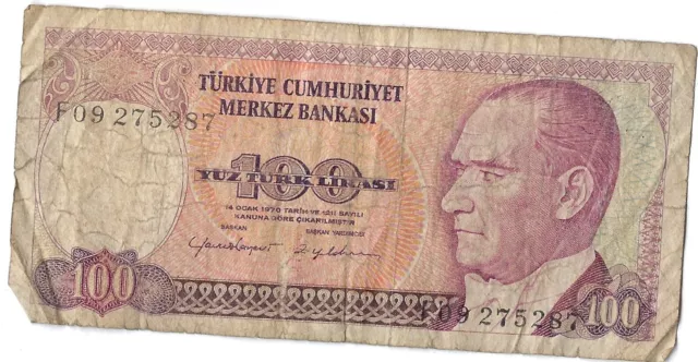 Banknote Turkey P194b 100 Lira