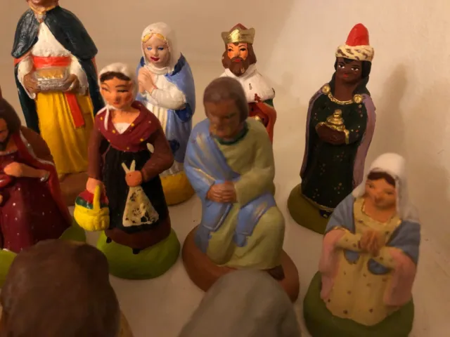 Lot de 21 anciens  santons crèche nativité noël signature à identifier 3