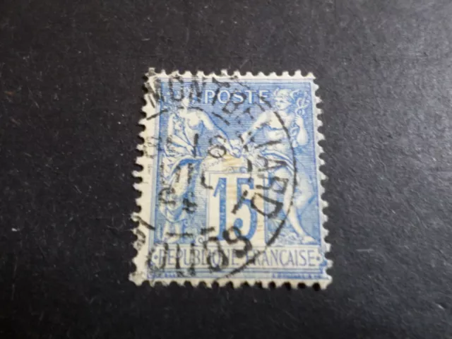 FRANCE timbre CLASSIQUE 15 c. bleu, type Sage, oblitéré, cancel OLD STAMP LOT 05