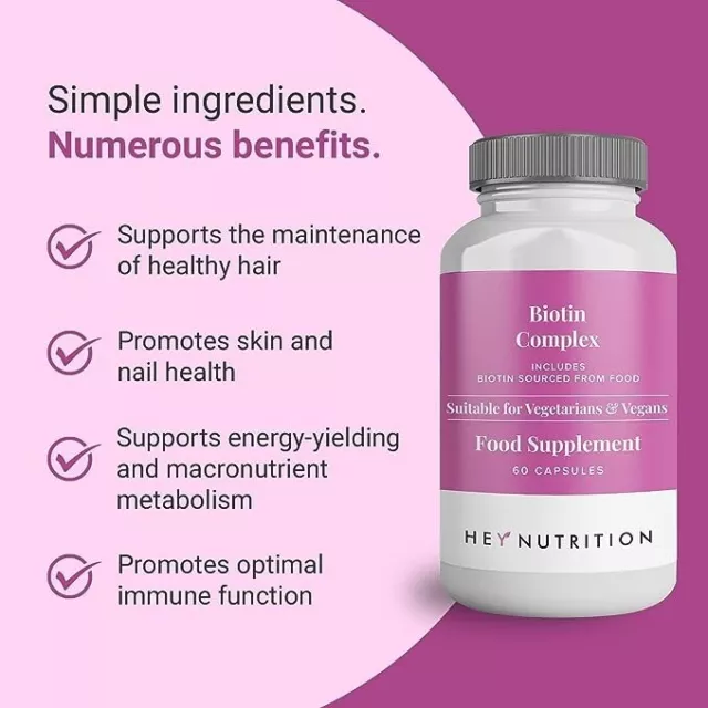 Hey Nutrition Biotin Complex Supplement - Biotin, Selenium,hair and nails supprt