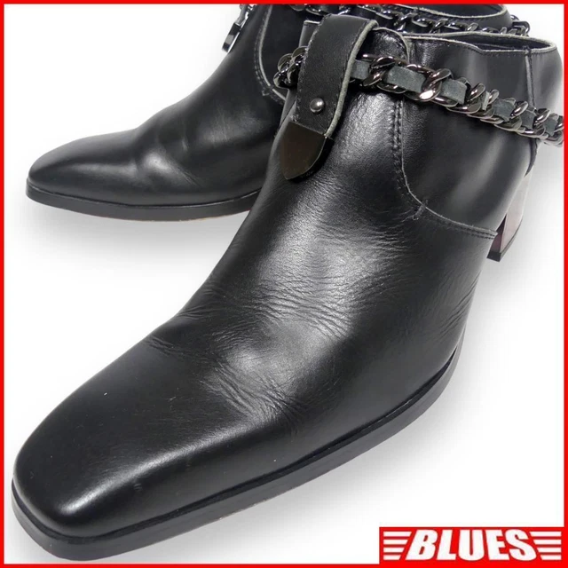 Buffalo Bobs 26.5M Leather Sandals Mens 43 Black Chain High Heels Genuine