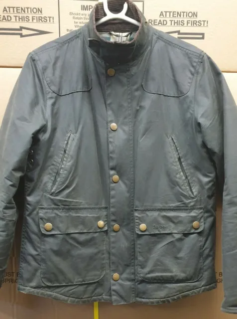 BARBOUR REELIN WAXED cotton Jacket Coat, tartan Small Sage £45.00 -  PicClick UK