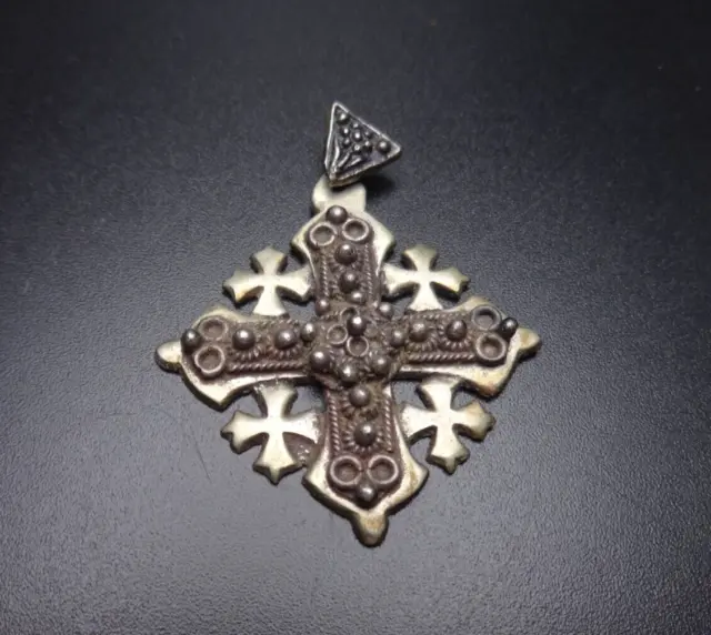 Vintage 900 Fine Silver Maltese Cross Pendant