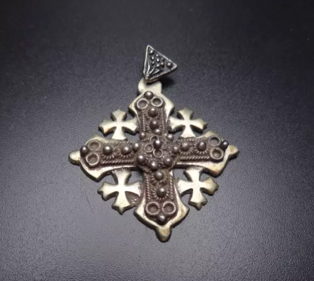 Vintage 900 Fine Silver Maltese Cross Pendant