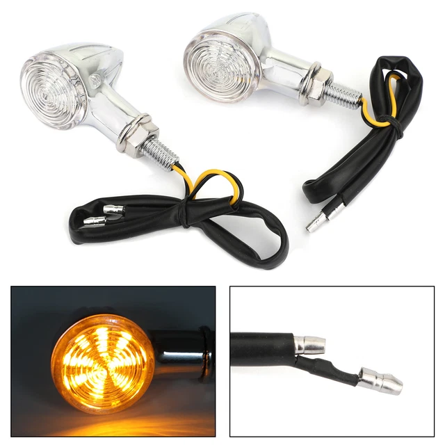 Universal Small Bullet Motorcycle Turn Signal Blinker Indicator Lights Chrome US