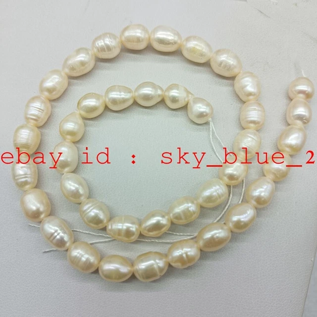Natural 8-9mm Pink South Sea Freshwater Cultured Rice Pearl Loose Beads 14inch