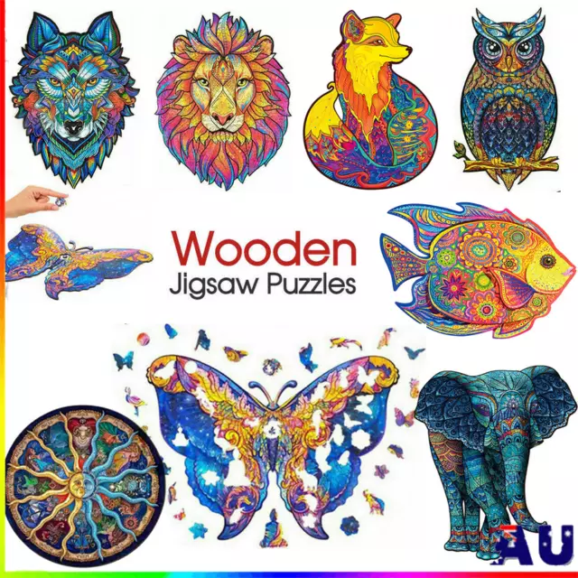 DIY Wooden Jigsaw Puzzles Unique Animal Kids Toy Halloween Gift Wall Home Decor