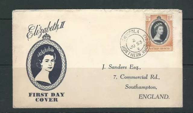 Northern Rhodesia 1953 Illustrated Krönung FDC To The UK