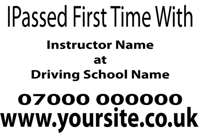 Driving School Pass Sign Vinyl Graphics Stickers marketing picture instructor