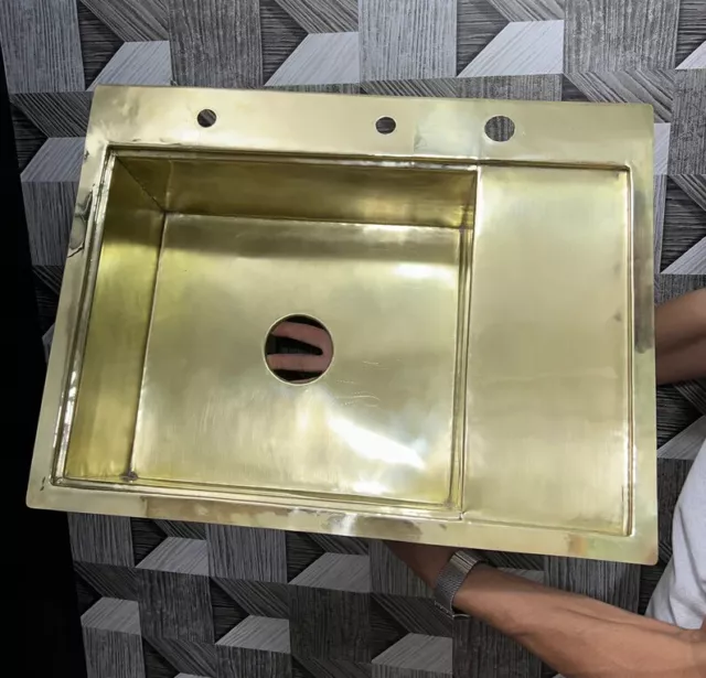 Solid brass kitchen sink under mount, single hole work station sink Solid brass