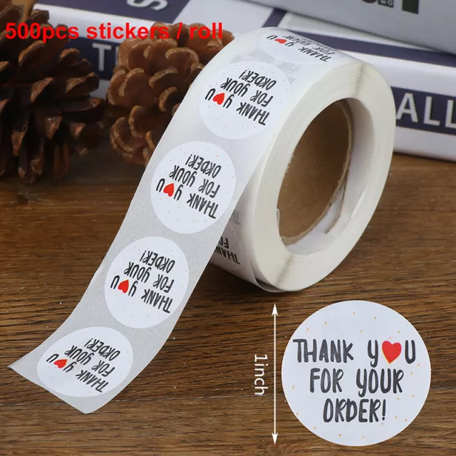 X500 Thank You Stickers Handmade With Love Labels Round Heart Wedding PartyW WY4