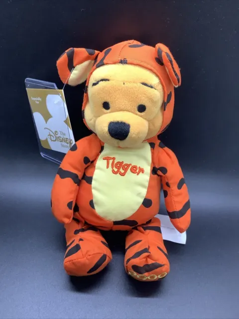 Disney Store Winnie The Pooh Plush 9” Soft Toy Pooh Dressed As Tigger 2000 New