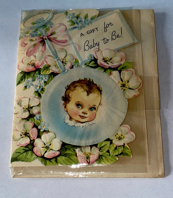 Vintage 1920’s-30’s Unisex A Gift For Baby To Be Mini Card Adorable Baby Face