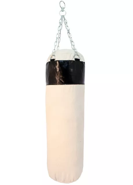 50" PUNCHING BAG WITH CHAINS Sparring MMA Boxing Training Canvas Heavy Duty