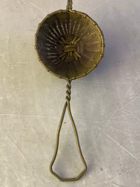 Antique Vintage Woven Brass Tea Strainer Spoon Infuser Marked Made in Germany