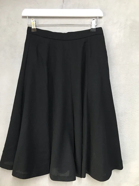 Gonna nera da donna vintage anni '80 taglia small Diolen lunghezza ginocchio sfodata svasata