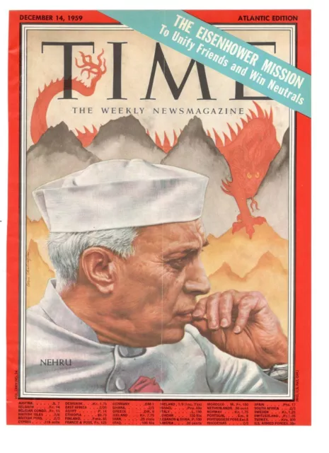 Ersten Minister Indian Nehru 1959 Time Cover Original 1 Seite