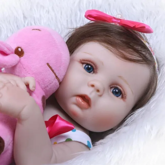 22" Reborn Baby Dolls Full Body Vinyl Silicone Pretty Newborn Girl Doll Toddler