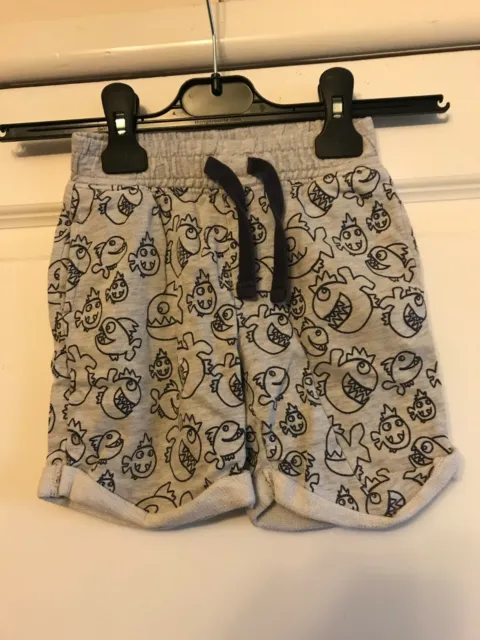 Boys Grey Piranha Shorts - Mini Club - Age 1.5 - 2 Years - VGC