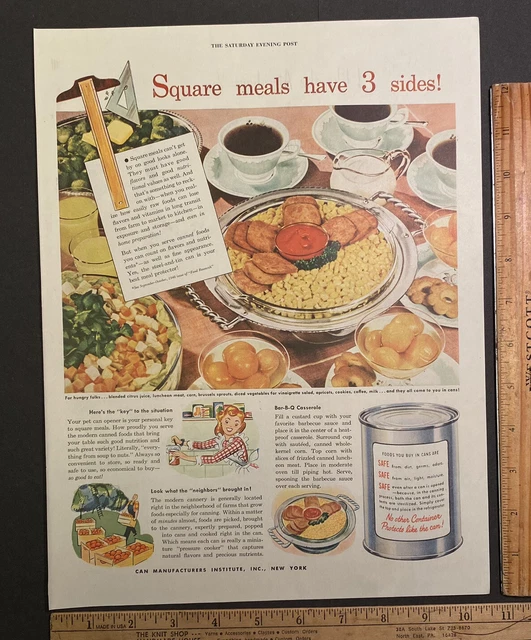Vintage Print Ad Can Manufacturers Canned Food Dinner Dessert 1940s Ephemera