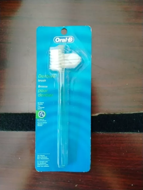 Oral B Denture Brush Stain Remover Dual Head Easy Grip Handle Blue 1 ct 3 Pack