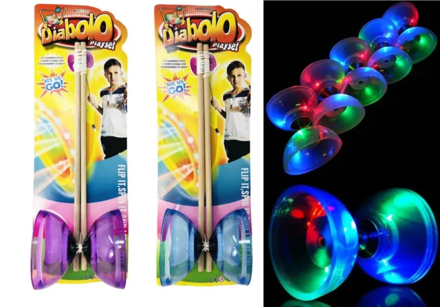 Diabolo Set Bearing Wooden Sticks Diablo Toy with Light