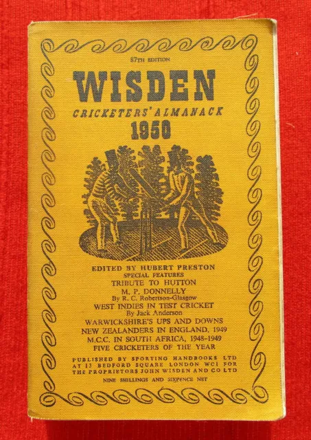 1950 original Wisden Cricketers' Almanack (87th edition) Softback Good condition