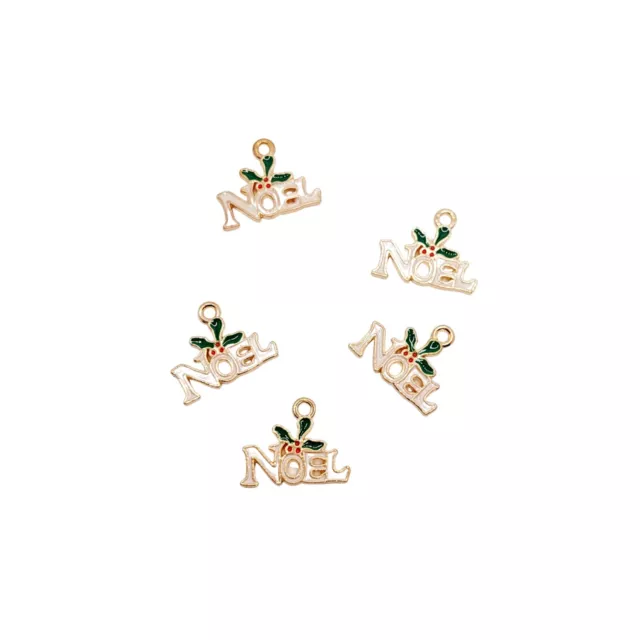Lot of 5 Noel holiday charms, jewelry making supplies, diy jewelry 2