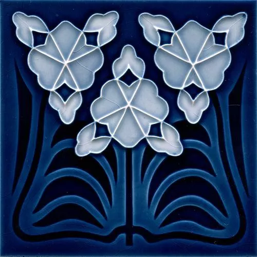 Ceramic Tile Reproduction German Art Nouveau Vintage Rare Majolica EuroVictorian