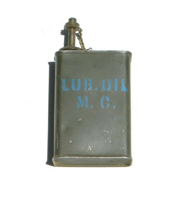 ORIGINAL WWII WW2 US Army Military MG Oil Lubricant Bottle Tin Can £48.