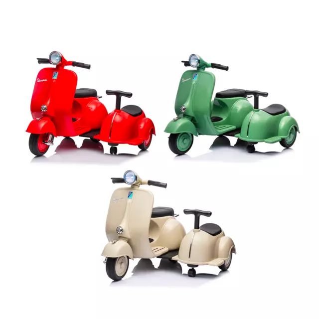 Moto Eléctrica para Niños LT958 Vespa con Sidecar Pequeño 6V, Luces LED y Sonido