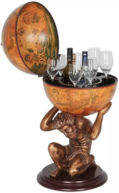 Sixteenth-Century Globe Bar Cart Wine Cabinet tlas Wine Bar Stand Bottle Shelf