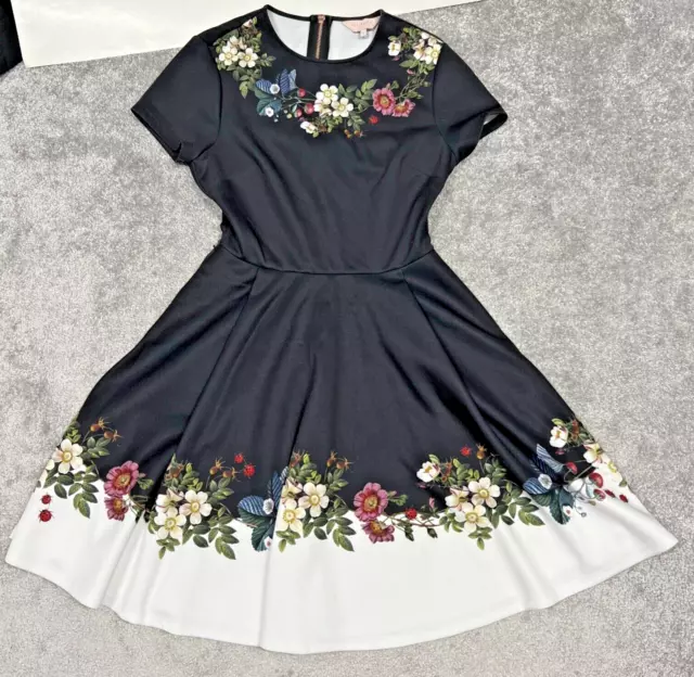 TED BAKER CHESTNA Oracle Floral Skater Dress Black Multi Size 2 UK 10 Never Worn 69.99 PicClick UK