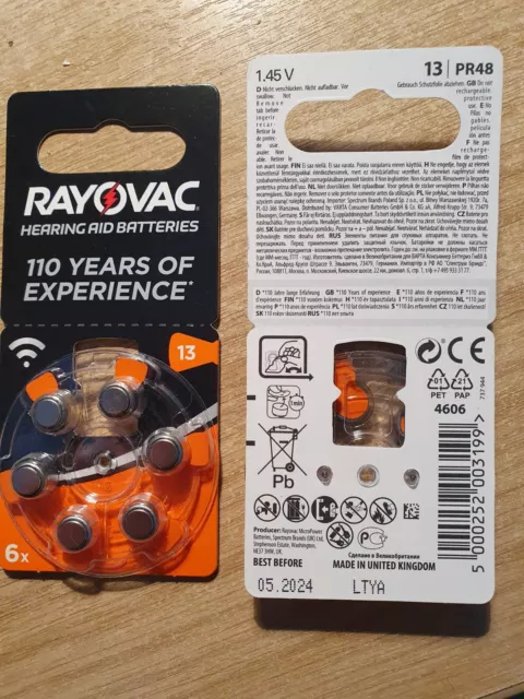 Rayovac hearing aid batteries size 13