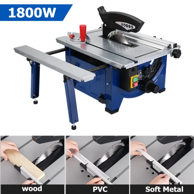 1800W Mini Table Saw 0-45 Angle Cutting Portable DIY Saw for Hobby Woodworking