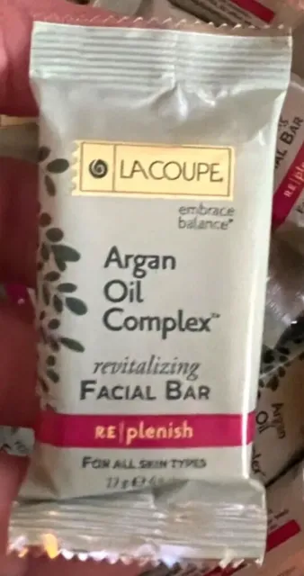 Lot of 20 LaCoupe Argan Oil Complex Facial Bar Soap 0.6oz Hotel Travel Size