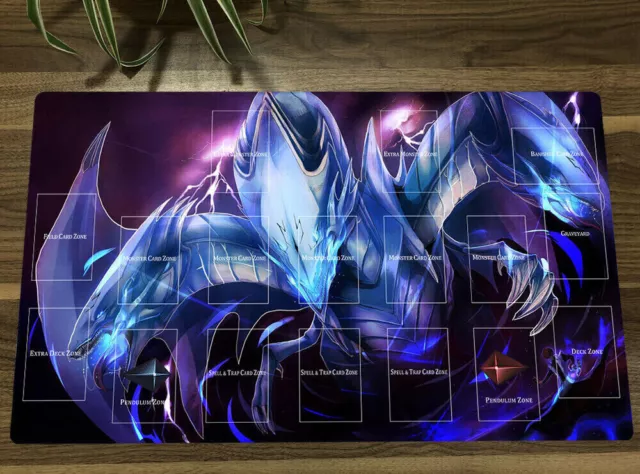 YuGiOh Playmat Blue-Eyes White Dragon CCG TCG Mat Trading Card Game Mat Zones