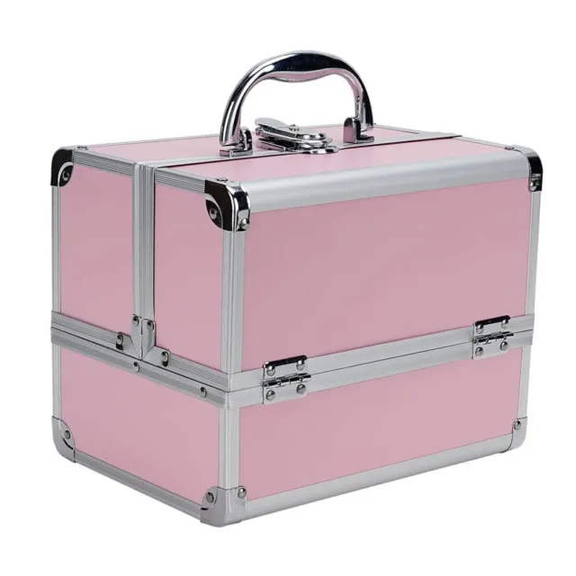 Makeup Vanity Beauty Cosmetic Travel Storage Organiser Box Case With Mirror Pink