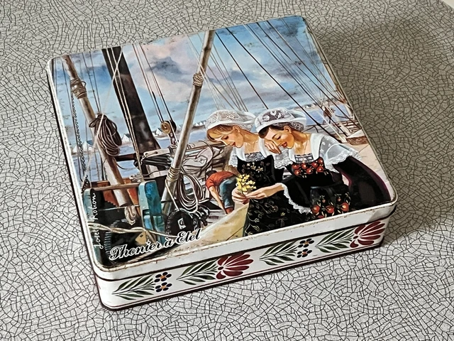 ancienne boite en tôle lithographiée biscuits st michel- boite à sucre