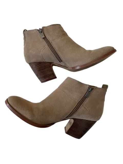 Ivanka Trump Boots Womens 7.5 M Ankle Booties Tan Suede Side Zip Heeled Casual