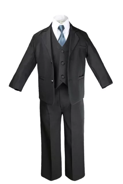 Hermosala New Baby Toddler Boys 5pcs BLACK Formal Tie Suit a Free Color Neck Tie