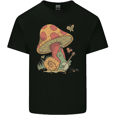 Snail Playing Guitar Rock Music Guitarist Mens Cotton T-Shirt Tee Top