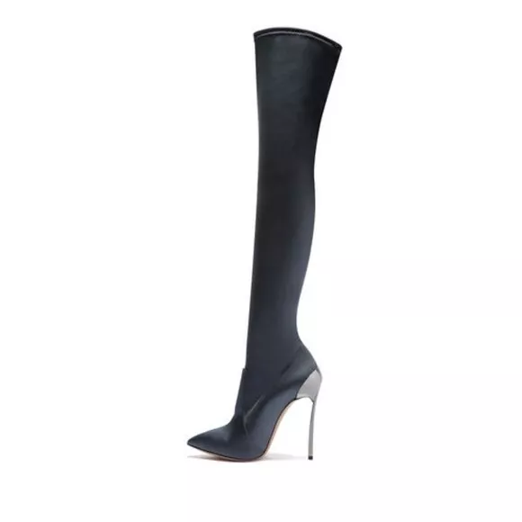 Sold Out! Casadei 120Mm Techno Blade Stretch Satin Boots It 39 Us 8.5-9 Reg$1480 2