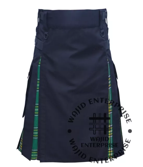 Scottish Handmade Irish Tartan Hybrid Utility Kilt Mens Cotton Kilts Custom Size