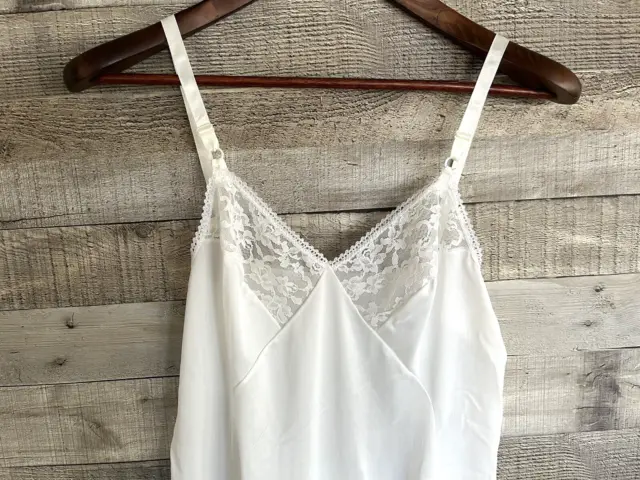 Vtg Sears The Doesnt Slip White Nightgown Women's 34 Average Length Nightie Sexy 2