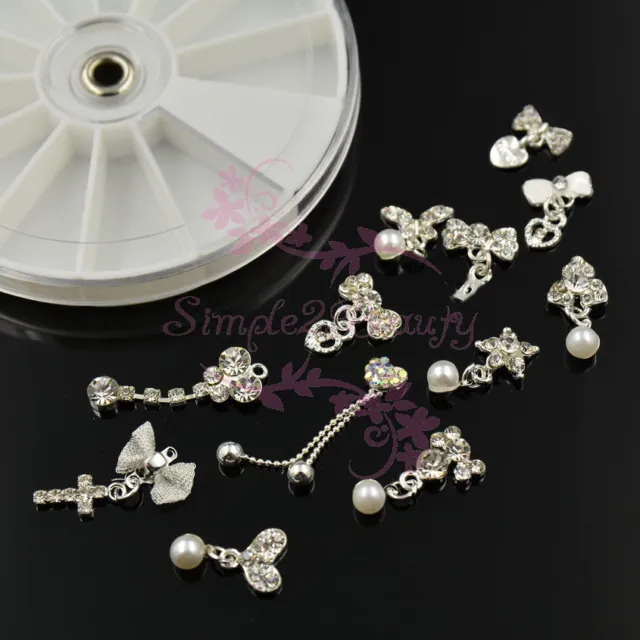 Silver Plated Dangle Style Alloy Charms Nail Art Manicure Jewelry 3D DIY Decor